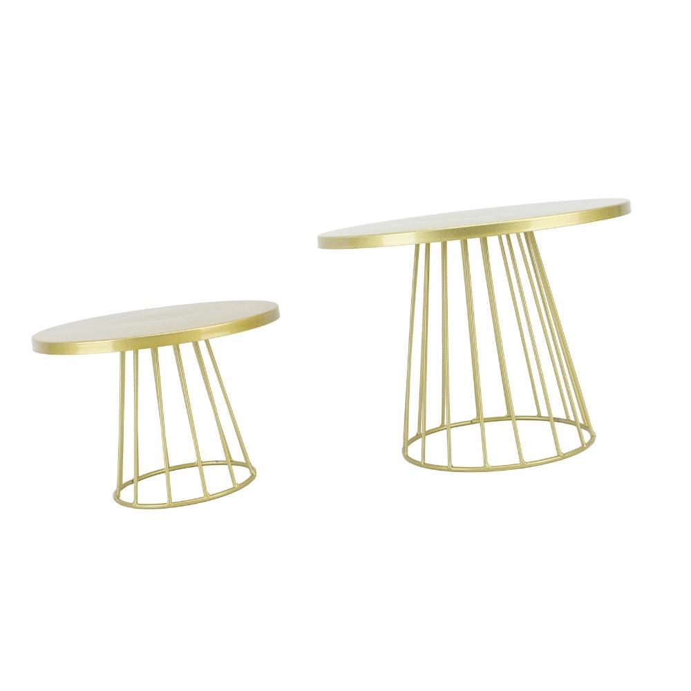 2pcs Gold Cake Display Stand Round Top Metal Cake Stand Classic Round Cake Stand Afternoon Tea
