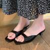 Модные женские тапочки с квадратным носком, босоножки на каблуке, модные туфли для платья, женские, новые, лето 2025, брендовые, сексуальные туфли-лодочки, роскошные сандалии для женщин
