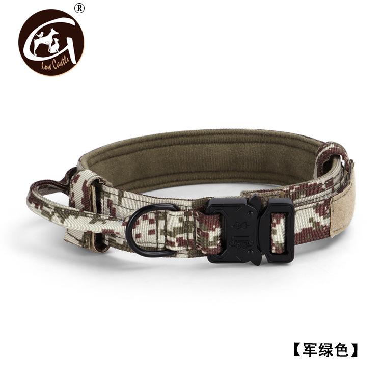 Camouflage Military Green Nylon Webbing Dog Training Tactical Collar Medium Large Solid for Cross-Border for Amazon Pet Supplies