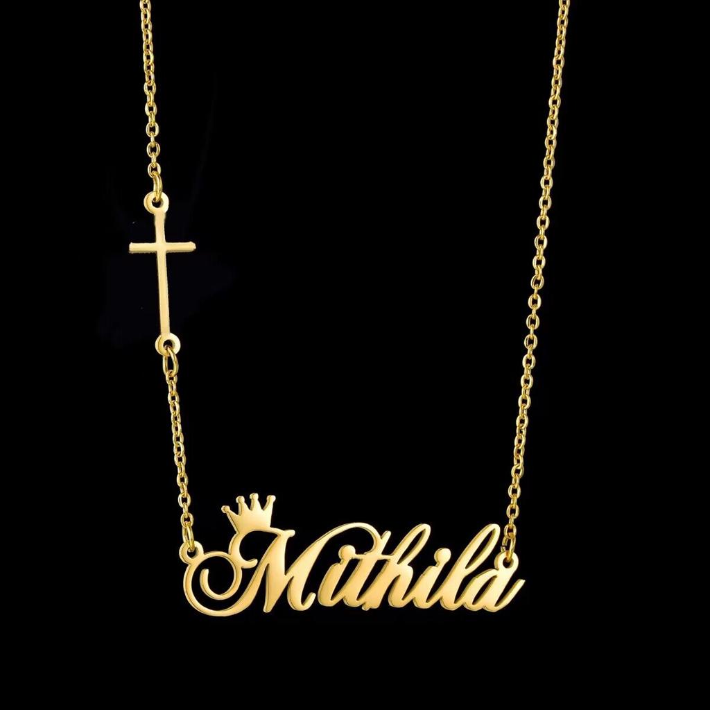 Atoztide Personalized Custom Name Necklaces for Women Stainless Steel Moon Heart Link Chain Pendant Birthday Jewelry Gift
