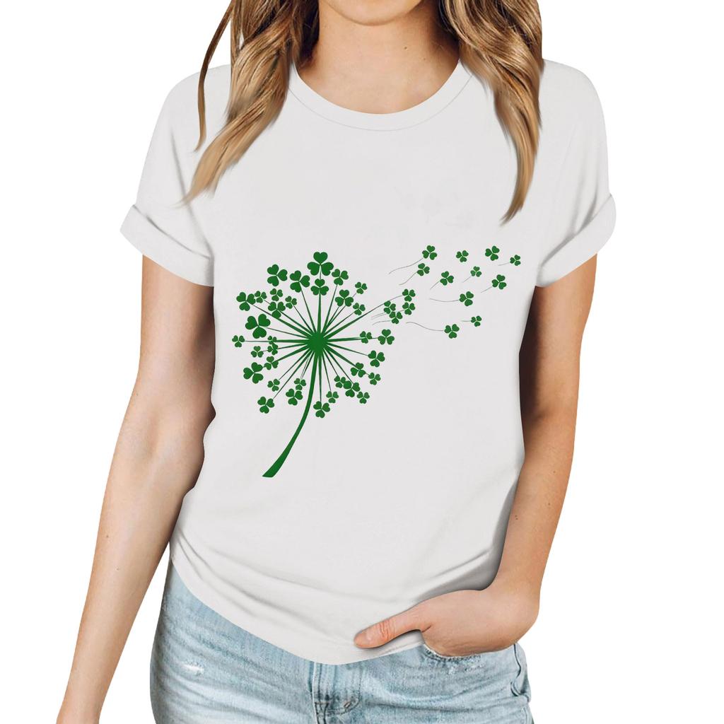 Женская повседневная футболка с принтом ко Дню Святого Патрика, пуловер с круглым вырезом, топ с короткими рукавами