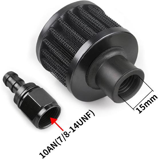 15Mm Fuel Cell Breather/Vent Air Filter 10AN Female Fitting Kit