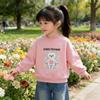 Girls' Spring New Cute Hoodie with Sweet Little Bear Print Round Neck Long Sleeve Girls' Top
