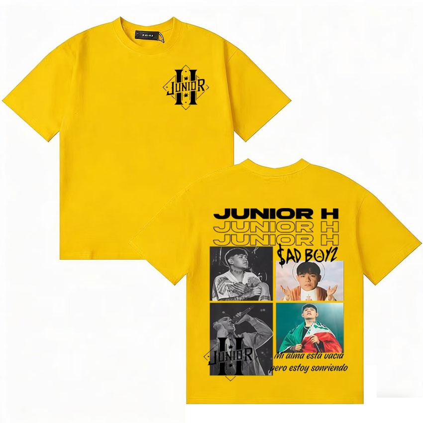 Rapper Junior H Album Cover High Quality T Shirt Unisex Women Aesthetic Short Sleeve Double Sided Print Y2K Oversized Tee Teenagers