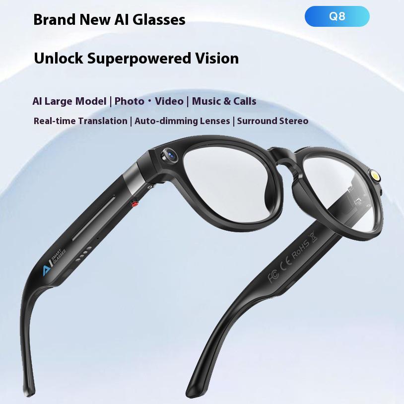 AI Smart Glasses: 8MP Camera, HD Recording, Real-time Translation, Noise Reduction, Photochromic Lenses