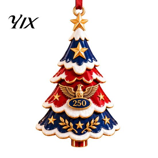 Seasonal Festive Gifts Patriotic Christmas Tree Ornaments, Acrylic Holiday Pendant for Independence Day, Winter Home Decor Indoor Outdoor Hanging