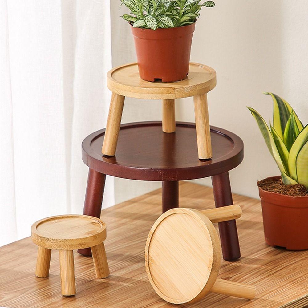 Round Flowerpot Holder Wooden Bonsai Base High Quality Flowerpot Tray Home Office