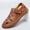 FashionMen Genuine Leather Shoes Hollow Out Men's Sandals Durable Handmade Stitching Summer Flats Non Slip Outdoor Male Beach Footwear
