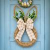 Пасхальный венок из пеньковой веревки, весенний венок с кроликом и бантом, пасхальная подвеска на дверь для фермерского дома, крыльца, двери, стены, окна