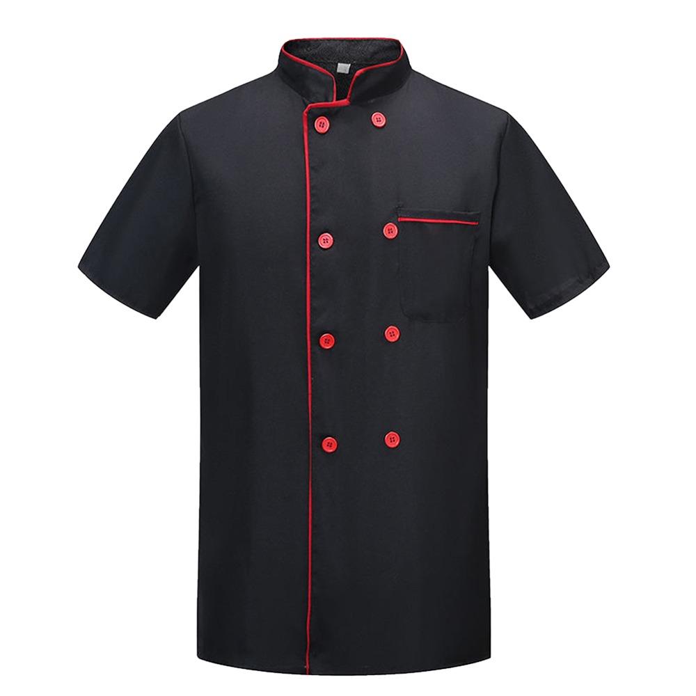 Short Long Sleeve Chef Uniform Black Overalls New Chef Clothes Restaurant