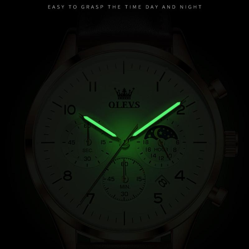 Новые лучшие мужские часы Многофункциональные деловые кварцевые светящиеся модные мужские часы