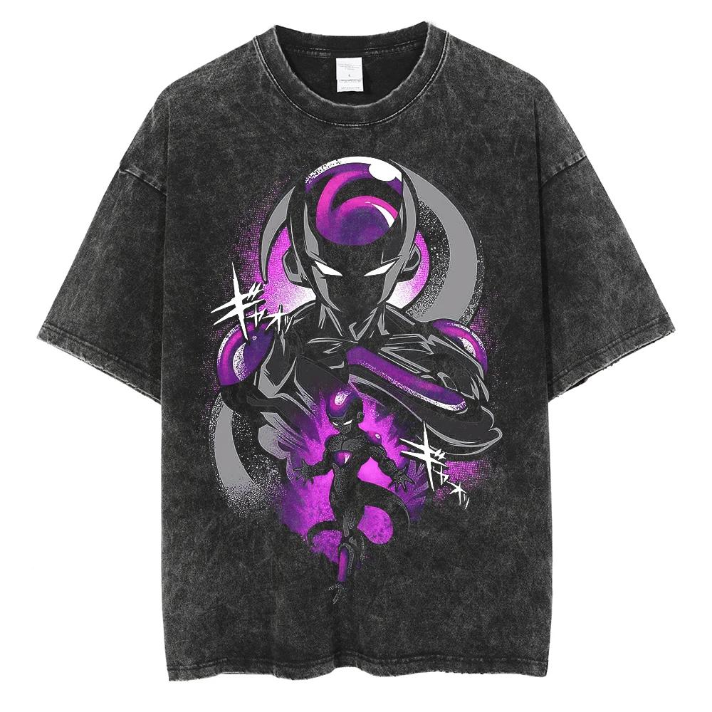 Harajuku Vintage TShirt Japanese Anime Dragon Ball Graphic Oversize T Shirt Washed Tshirt Men Summer Cotton Tops Tees