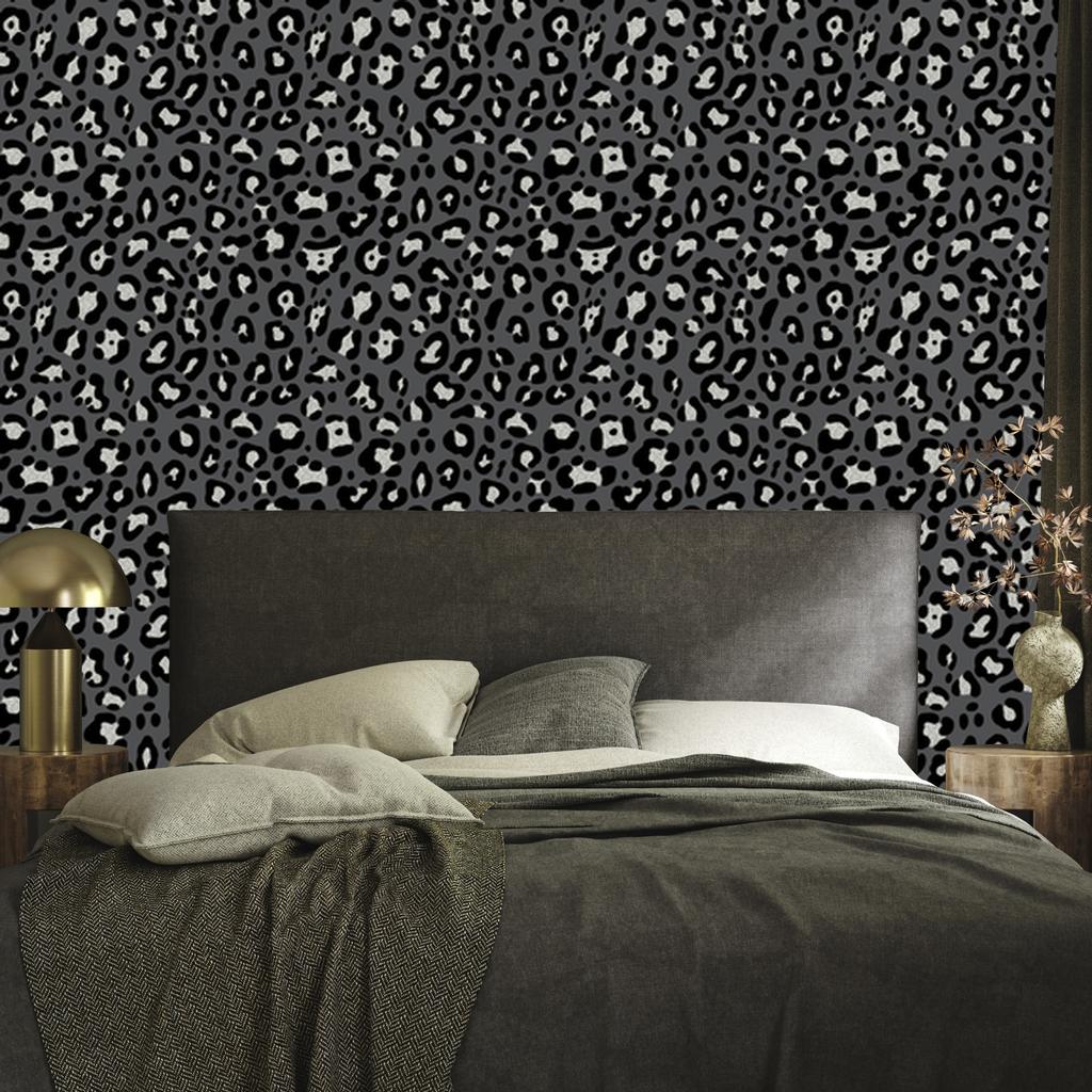 Gray Graphite Leather and Black Wallpaper for Living Room and Bedroom 50x1000