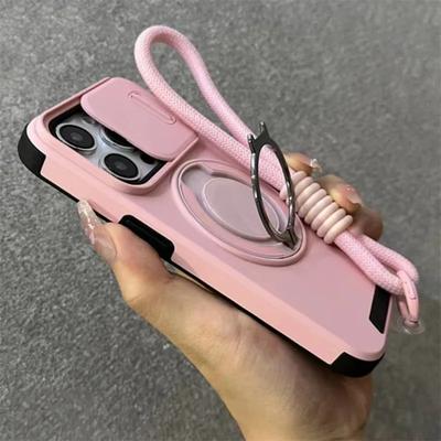 Чехол-подставка Armor Ring с магнитным креплением и ремешком на запястье для iPhone 16, 15, Pro Max, 13, 12, 11, 14 Plus, бампер
