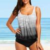 Women's Shoulder Strap Swimsuit with Color Changing Print Bikini Short Tank Top Swimsuit