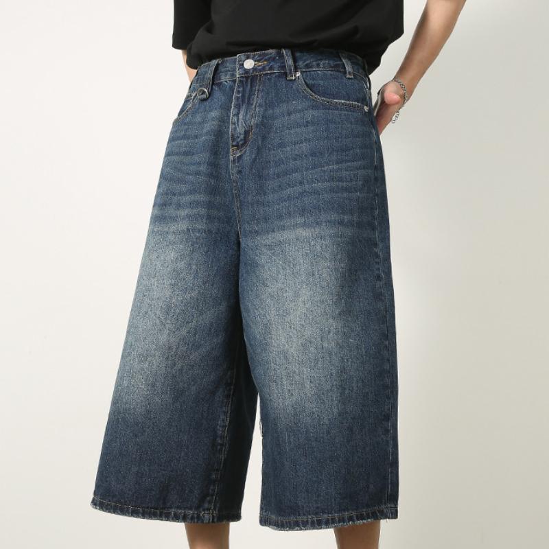 Женские мешковатые джинсовые шорты в стиле Y2k, широкие короткие брюки, модные, с высокой талией, темные, длиной до колена, свободные, унисекс, повседневные джинсы