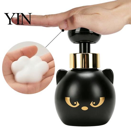 Decorative Foam Soap Dispenser Cat Paw Foaming Dispenser, Cartoon Pressing Bubbles Animal Inspired Bathroom Decor Refillable Hand Pump for And Kitchen
