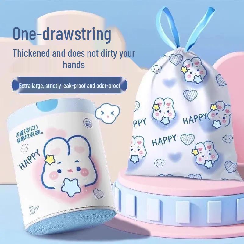 Синее Сердце Кролик Мешки для Кухонного Мусора на Завязках – Толстые, Милый Мультяшный Дизайн