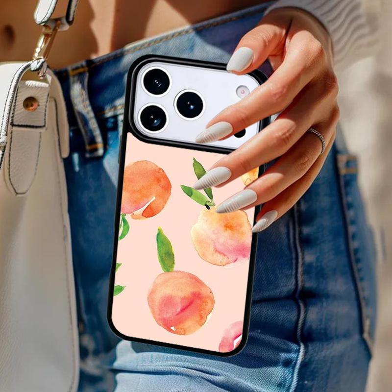 Эстетичный чехол для телефона с персиками для iPhone 17 Air 14 15 13 12 Max Чехол для Apple 16e 11 Pro Max Plus Coque