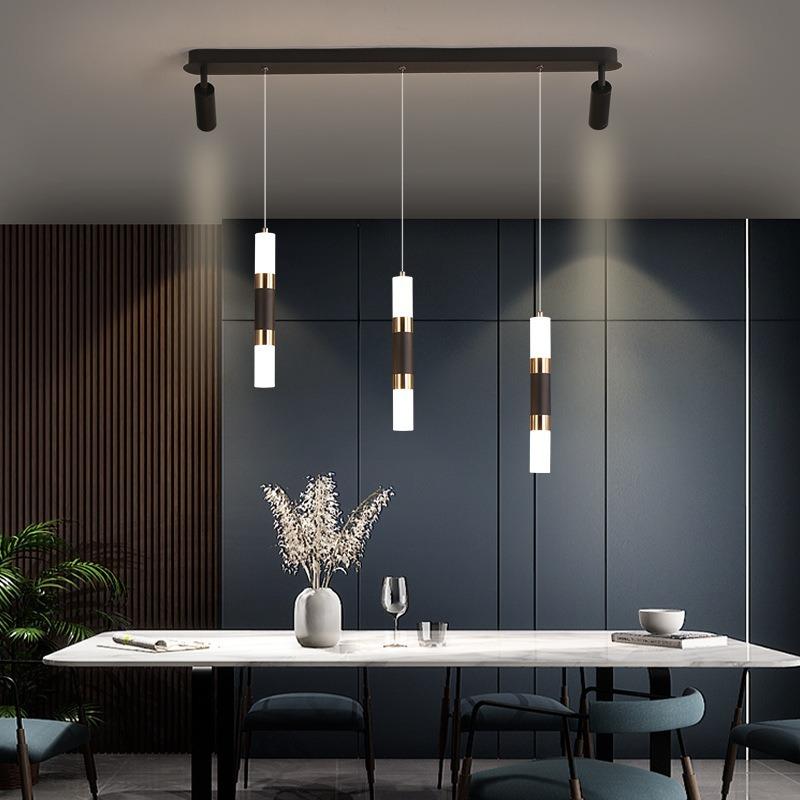 Long Strip Chandelier Modern Minimalist LED with Spotlight Minimalist Dining Room Chandelier