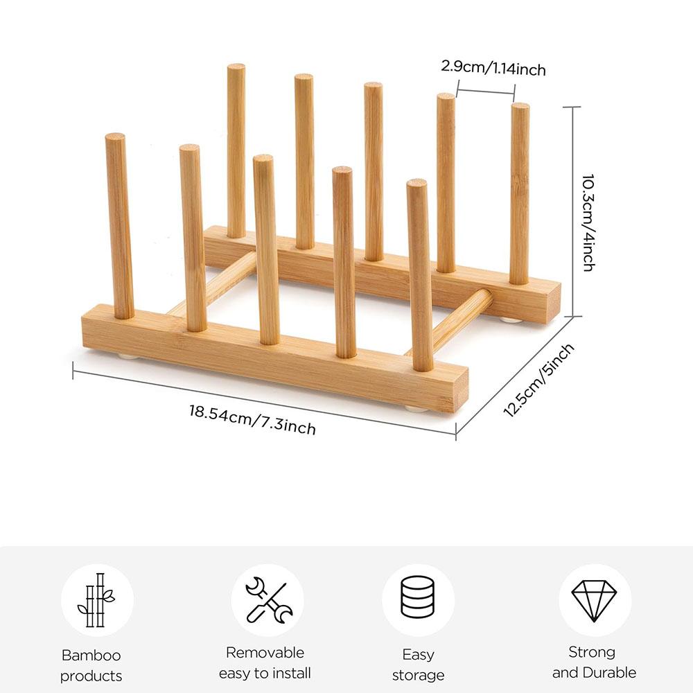 Bamboo Dish Drying Rack for Kitchen Counter and Cabinet, Dish/Book/Plate/Bowl/Cup/Cutting Board/Pot Lid Organizer for Kitchen