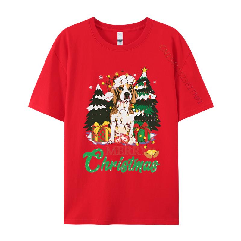Beagle Christmas Dog Lover Vintage T Shirts Funny Animal Tshirt Print Man Top Vintage Retro Clothing