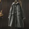 Женские винтажные зимние пальто с капюшоном на пуговицах, однотонные, пэчворк, с карманами, теплые, длинные пальто
