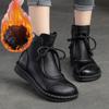 Flat Bottom Plush Warm Boots Solid Color Retro Genuine Leather Women's Short Boots