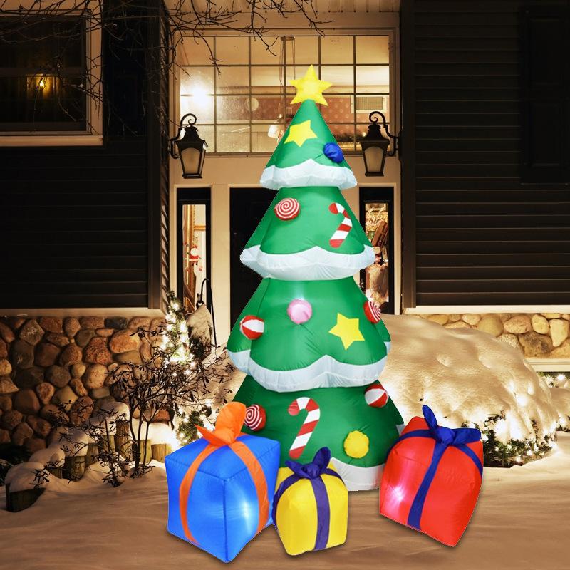 6 футов Рождественские надувные фигуры для улицы Гигантские с 3 подарочными коробками Встроенные светодиоды для надувного рождественского украшения