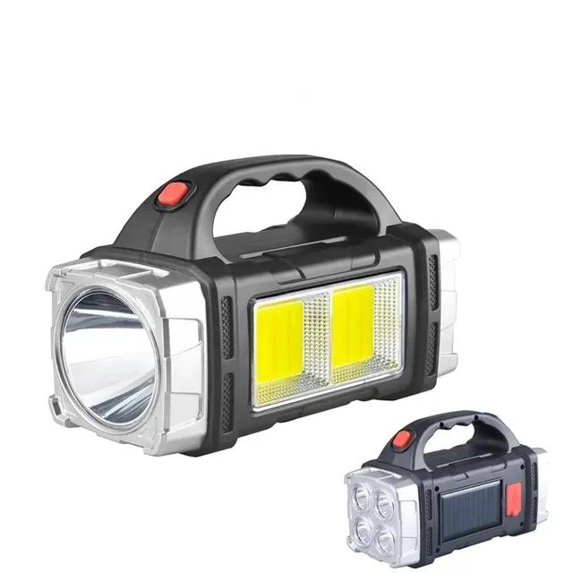 Ultra Bright LED+COB Solar Camping Light Portable USB Rechargeable Flashlight with Work Light 4 Gear Portable Power Source Lamp