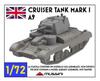 Mussini WW2 British A9 Cruiser Tank Resin Kit 1/72 Mk.I MM072-047 (Tank)