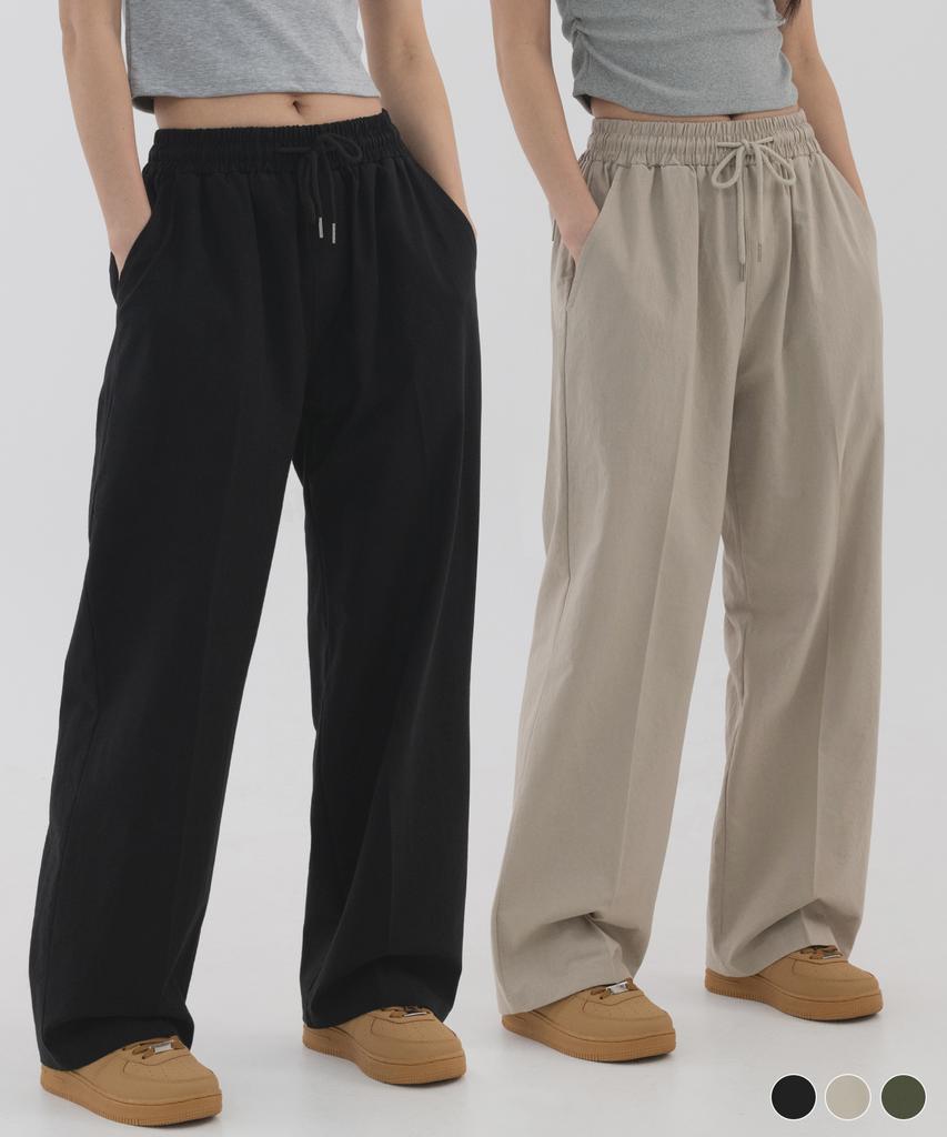 PIANER [2 Pack] Linen-Like Semi-Wide Pants (3 Colors) (Type B)