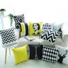 Nordic Modern Portrait Pillow Cover Geometric Yellow Black Gray Super Soft Cushion Cover Sofa Coreless Cushion Cover