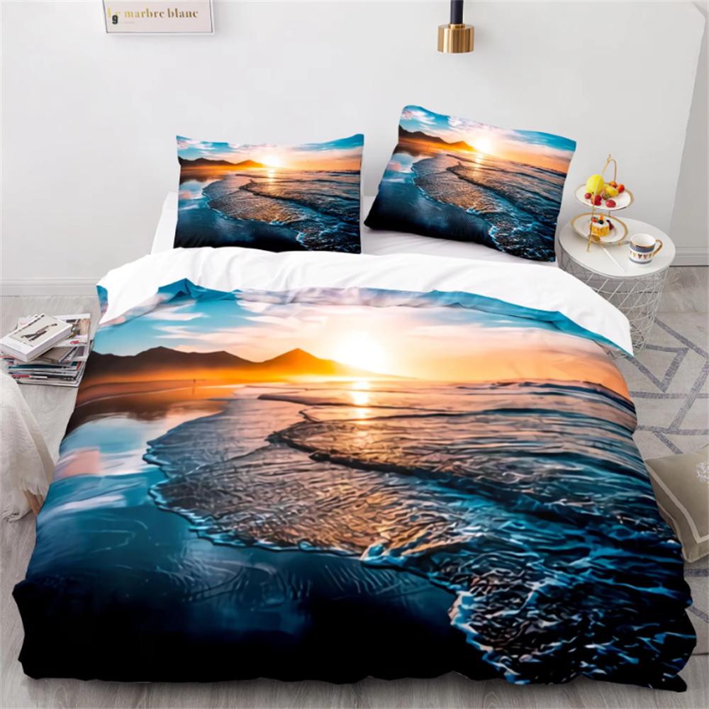 Комплект пододеяльников Wave, комплект постельного белья Sea Ocean Nautical, пододеяльник с парусником, размер Queen/King/Full/Twin, полиэстеровый пододеяльник