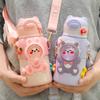 Children Mug Stainless Steel Leak-Proof Vacuum Flask With Straw Cartoon Thermal Water Bottle Drinkware