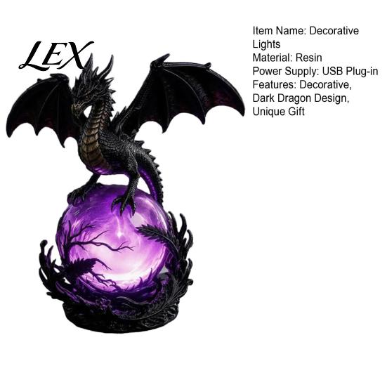 Magical Atmosphere Lamp Dragon Faux Crystal Ball Lamp, Gothic USB Night Light, Dark Fantasy Resin Light Decor for Desk Bedroom, Halloween Gift Lovers