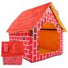 Pet House Foldable Bed Red Brick Chimney Cat Puppy Bed Tent Pet Removable Washable HouseRed
