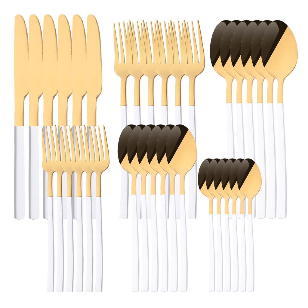 36 шт./6 компл., набор столовых приборов мятного золота, зеркало, столовые приборы из нержавеющей стали, нож, десертная вилка, чайная ложка, столовая посуда, кухонная посуда для ресторана