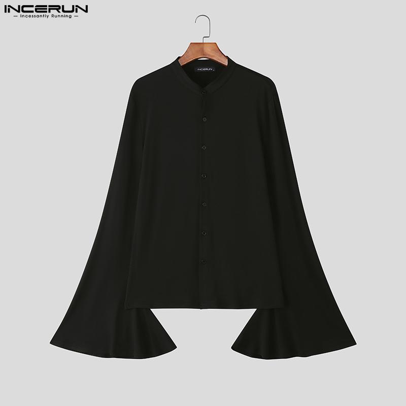 INCERUN Мужские рубашки с длинным рукавом и расклешенным низом, комплекты брюк с широкими штанинами, наряды из двух частей