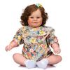 Cute 60cm Reborn Doll Maddie with Rooted Curly Hair Cloth Body Fat Baby Doll Look Real Handmade 3d Painted Skin Newborn Dolls for Kids Age 3+ Year Old