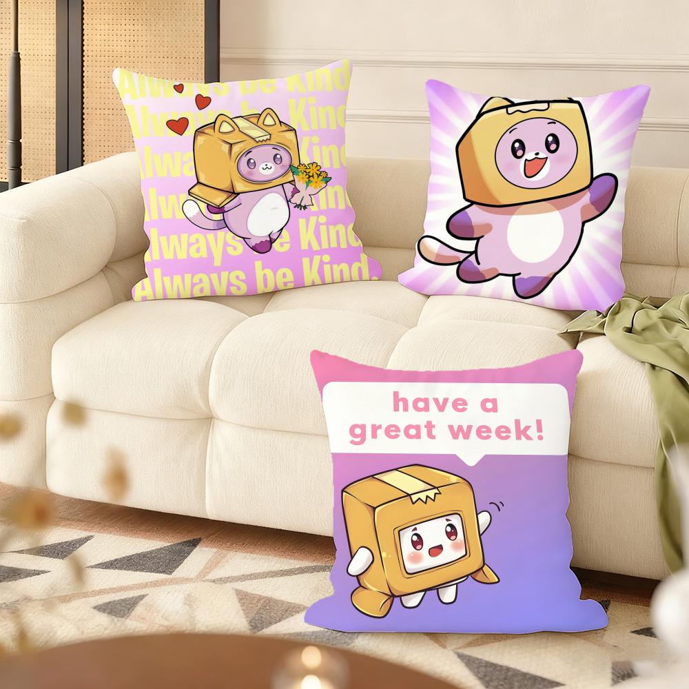 Cartoon LLankyBox Cushion Cover Soft Plush Throw Pillow Cover DoubleSided Decorative Cushion Case Sofa Bedroom Home Decor