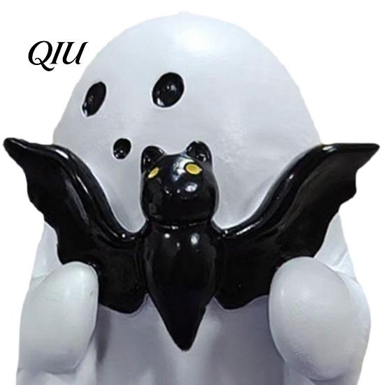 Resin Bat And Pumpkin Ornament Spooky Ornament, Ghost Model Halloween Decoration, Party Decoration Figurine for Home Desktop Garden