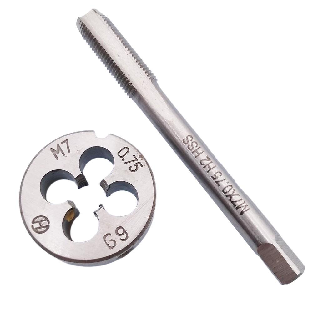 2 шт. метчика HSS M7 x 0,75 мм и плашки M7 x 0,75 мм с метрической резьбой, правая