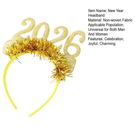 С Новым годом Аксессуар Блестящий 2026 Ободок Блестящие очки для Рождества Вечеринка в канун Нового года Принадлежности