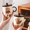 Милая капибала с крышкой ложка керамическая чашка большой емкости набор простая кружка сувенир подарочный стакан для воды студент