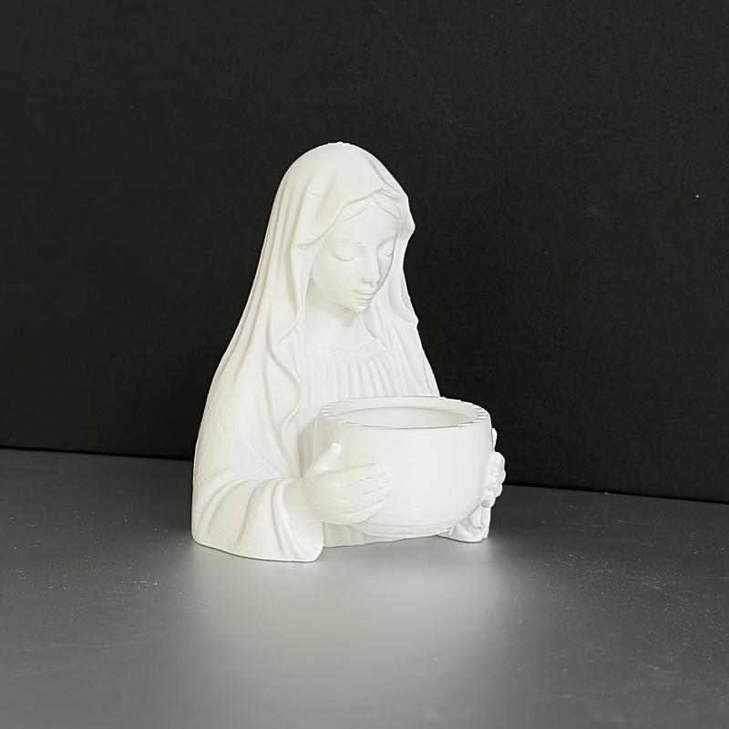 3D Printed Virgin Mary Flower Pot Rosary Storage Box Religious Decor for Prayer Corner Desktop Office Indoor Garden Altar