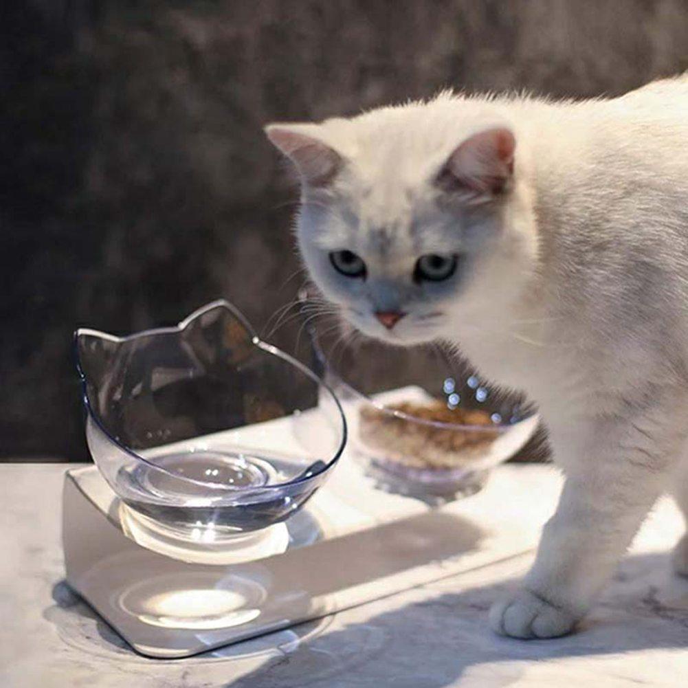Одинарная двойная миска, наклонный милый дизайн, кошачьи уши, миска в форме кошки, горшок для еды домашних животных, контейнер для питьевой воды