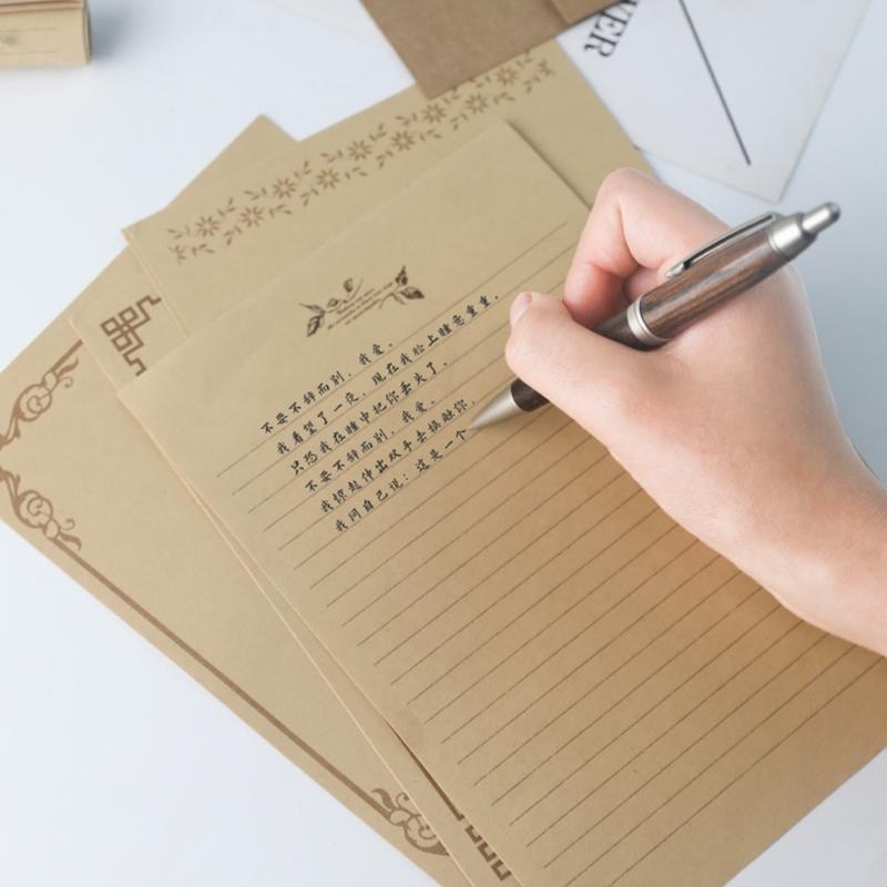 8 Листов Винтажной Крафтовой Канцелярской Бумаги A5 В Линию Набор Бумаги для Письма для Персонализированного Письма Стихотворения