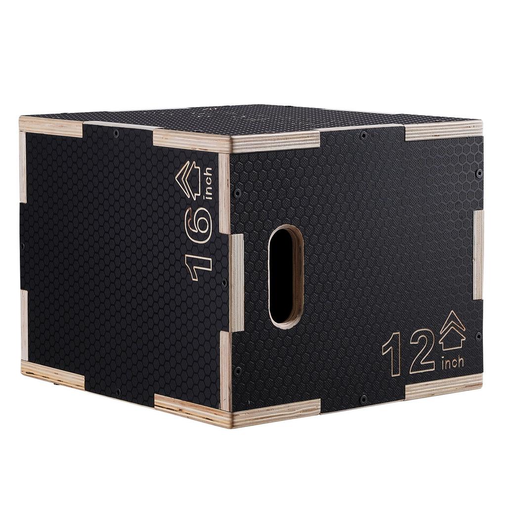 VEVOR 3 in 1 Plyometric Jump Box, 16/14/12 Inch Wooden Plyo Box, Platform & Jumping Agility Box