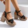 Fashion Outdoor Buckle Strap Wedge Sandals for Women Summer 2025 Comfortable Solid Woman Platform Sandles Open Toe Sandalias for Women